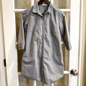 Sunhee Moon Chambray Tunic Dress with Pockets, Light Blue, Size 1, Small